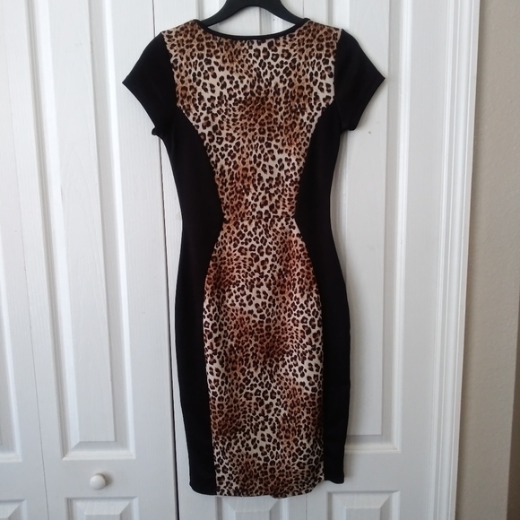 Leopard Print and Black Dress Size Small - Picture 2 of 4